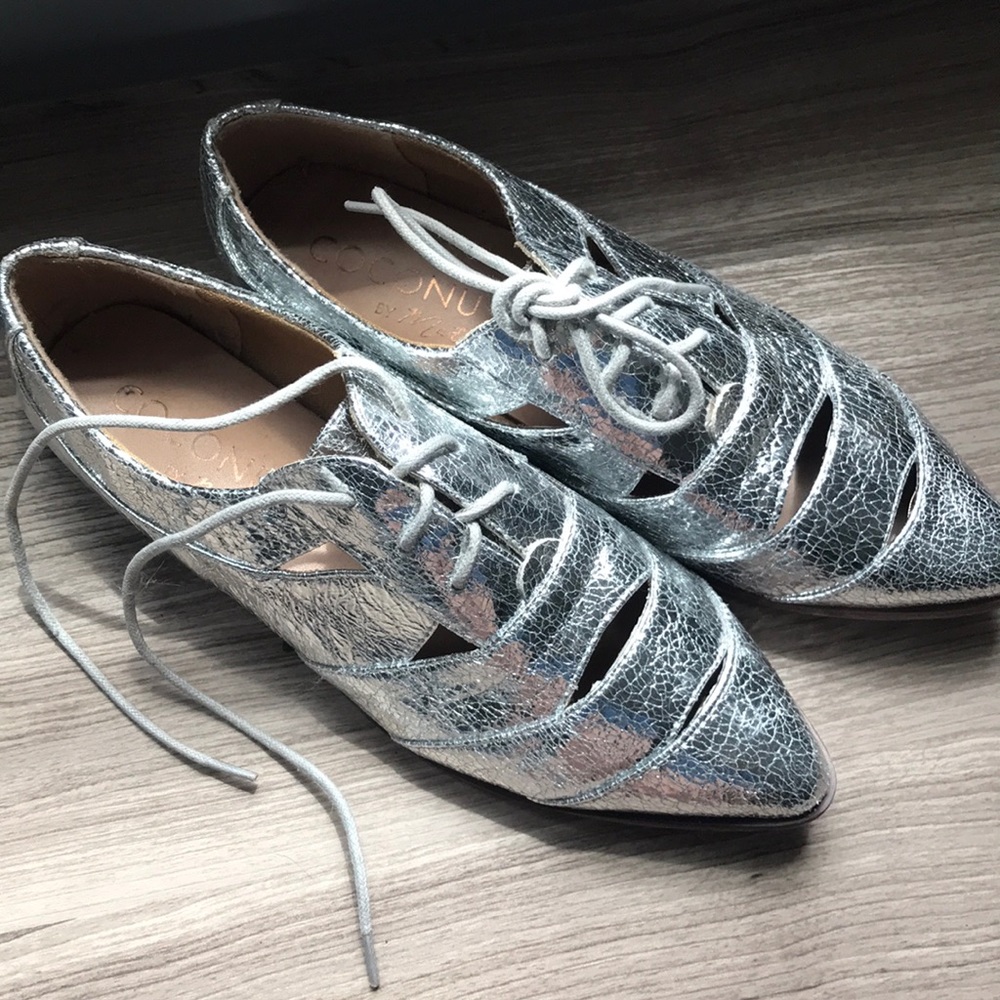 Silver metallic dress shoes